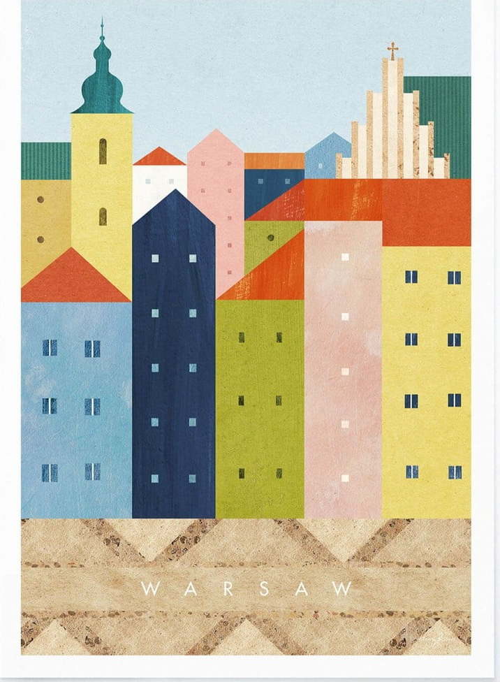 Plakát 50x70 cm Warsaw – Travelposter Travelposter