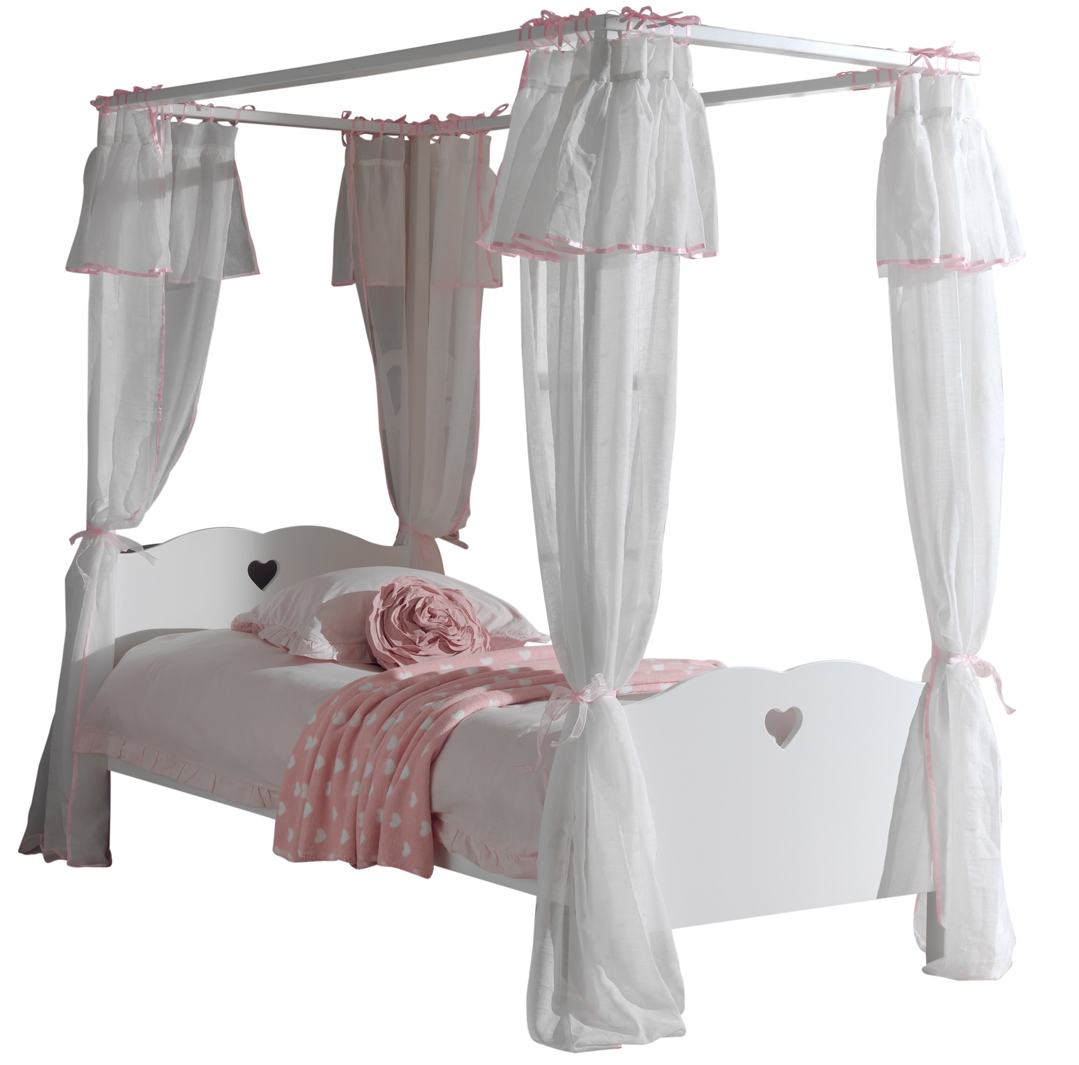 Bílá lakovaná dětská postel s nebesy Vipack Amori 90 x 200 cm Vipack