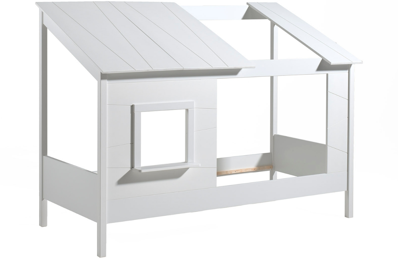 Bílá lakovaná dětská postel Vipack Housebed 90 x 200 cm s otevřenou střechou Vipack