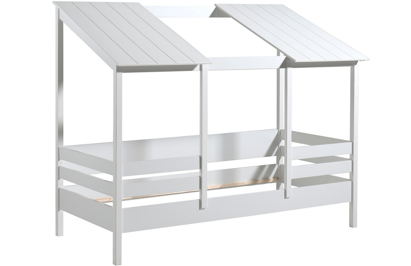 Bílá lakovaná dětská postel Vipack Housebed 90 x 200 cm s otevřenou střechou II. Vipack
