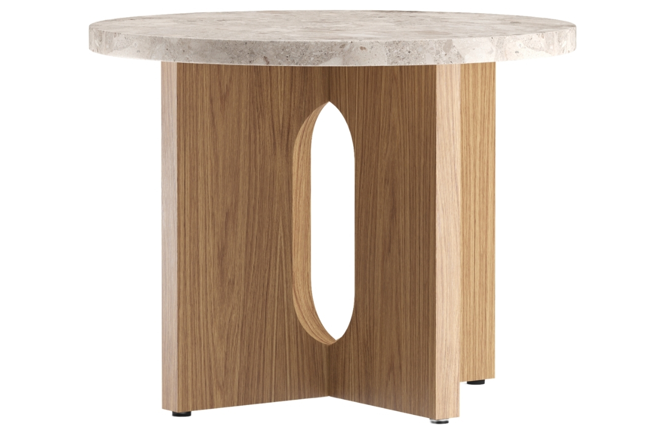 Dubový odkládací stolek AUDO ANDROGYNE 50 cm s kamennou deskou AUDO
