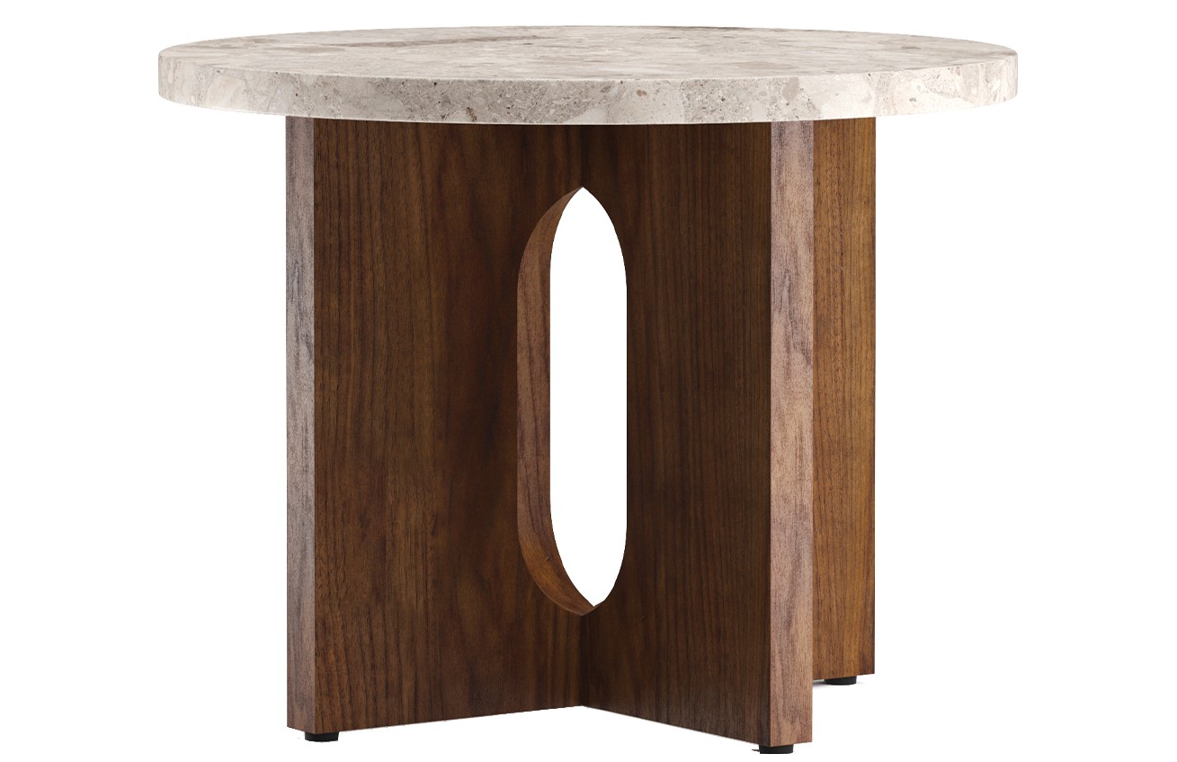 Ořechový odkládací stolek AUDO ANDROGYNE 50 cm s kamennou deskou AUDO