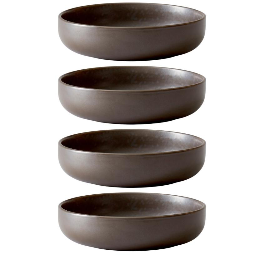 Set čtyř tmavě hnědo šedých porcelánových hlubokých talířů AUDO NEW NORM 13