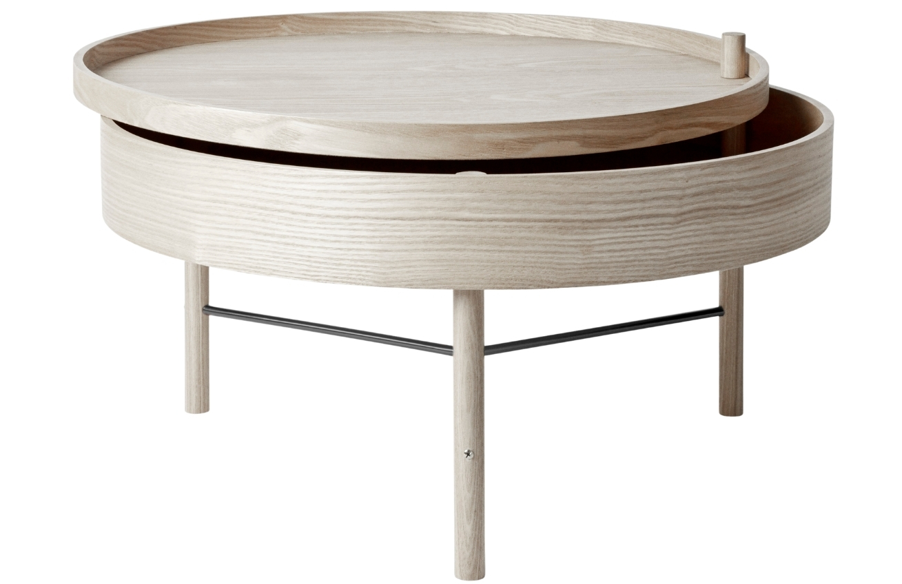 Bíle bělený dubový konferenční stolek AUDO TURNING 65 cm AUDO