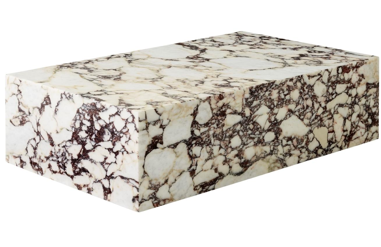Bílo hnědý mramorový konferenční stolek AUDO PLINTH 60 x 100 cm AUDO