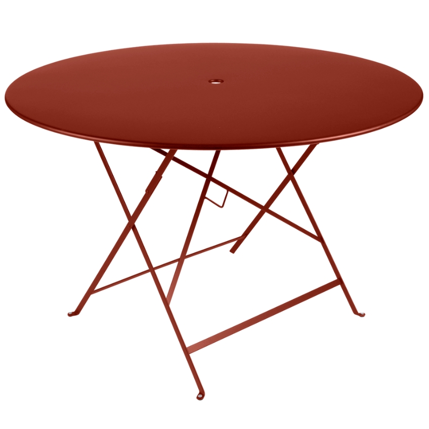 Zemitě červený kovový skládací stůl Fermob Bistro Ø 117 cm Fermob