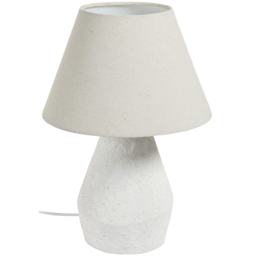 Bílá stolní lampa Kave Home Noara se lněným stínidlem Kave Home