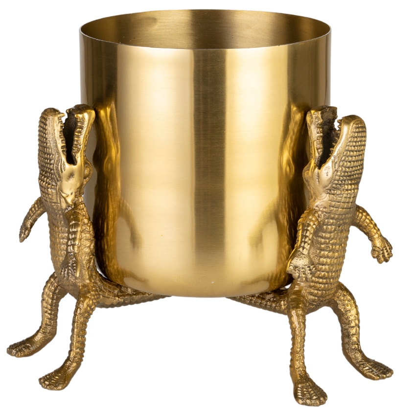 Zlatá kovová váza Bold Monkey Surrounded By Crocodiles 24 cm Bold Monkey