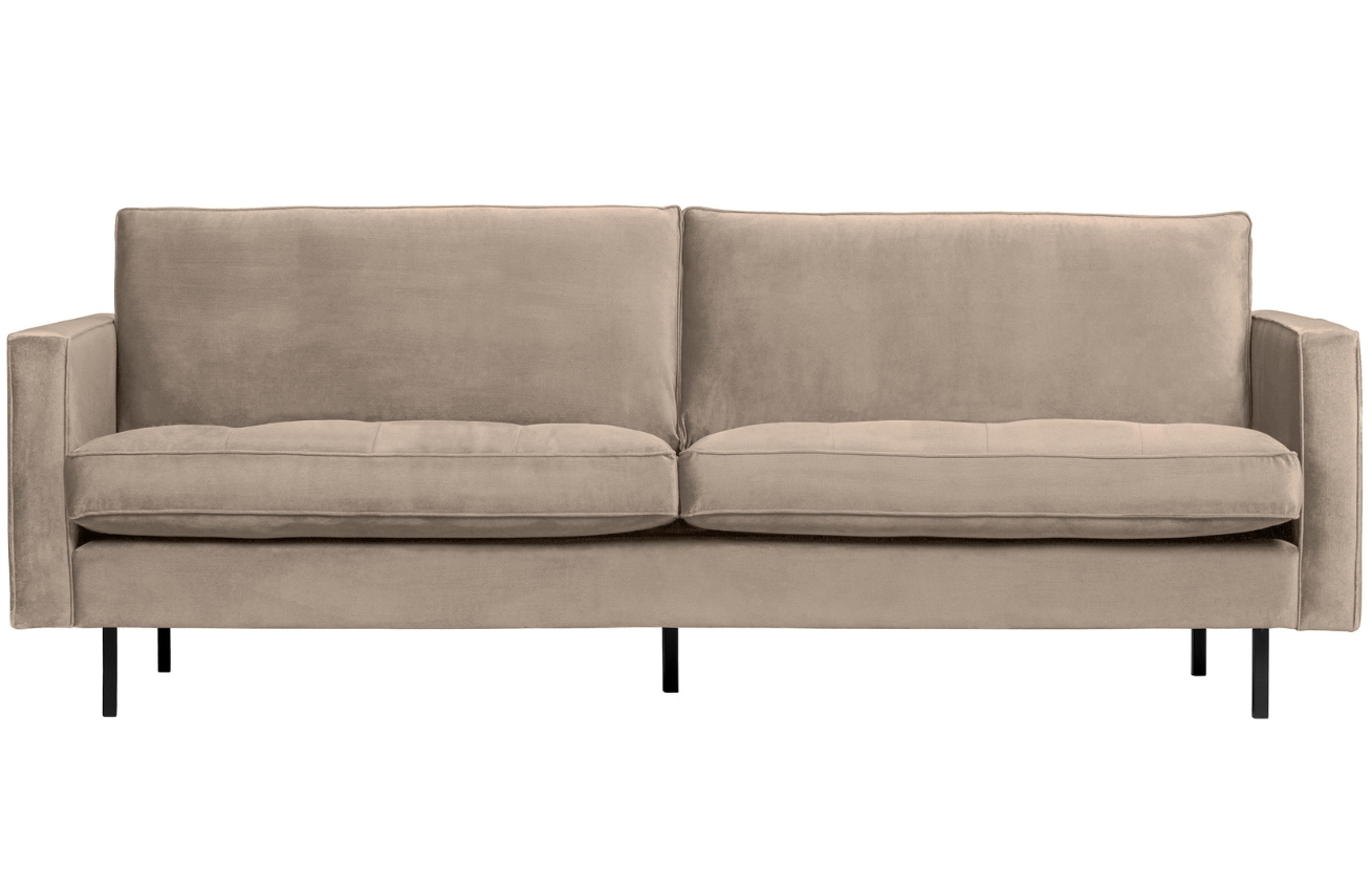 Hoorns Šedohnědá sametová dvoumístná pohovka Raden 230 cm s prošíváním Hoorns