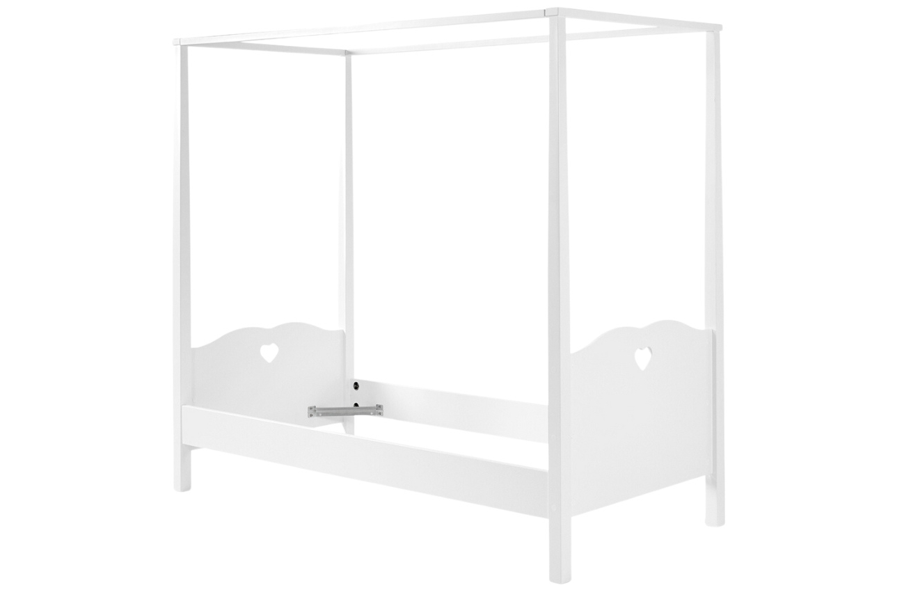 Bílá lakovaná postel s nebesy Vipack Amori 90 x 200 cm Vipack