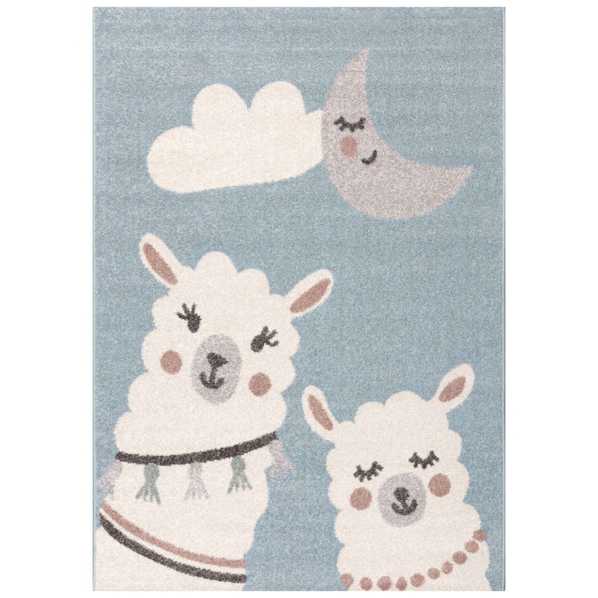Yellow Tipi Modrý dětský koberec Cute llama 160 x 230 cm Yellow Tipi