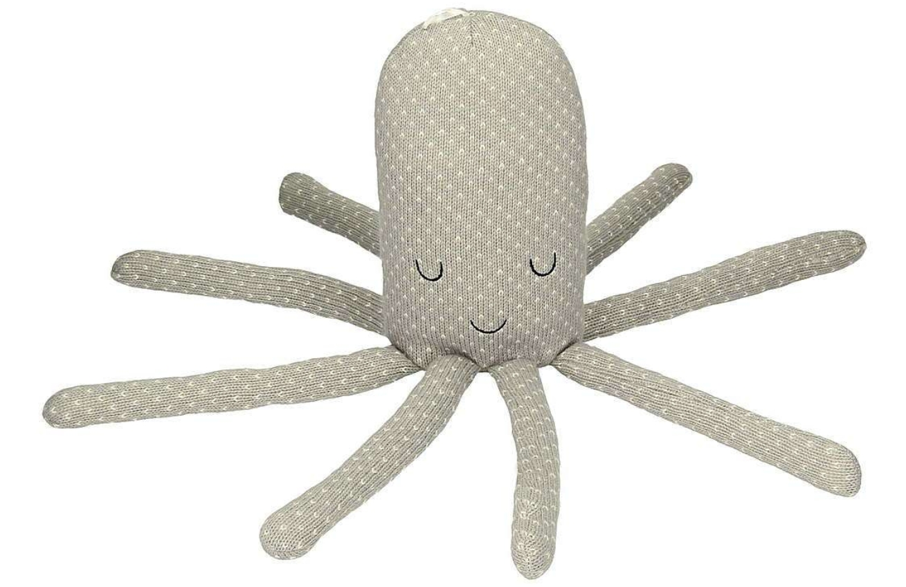 Yellow Tipi Šedá vlněná hračka chobotnice Octopus 45 cm Yellow Tipi