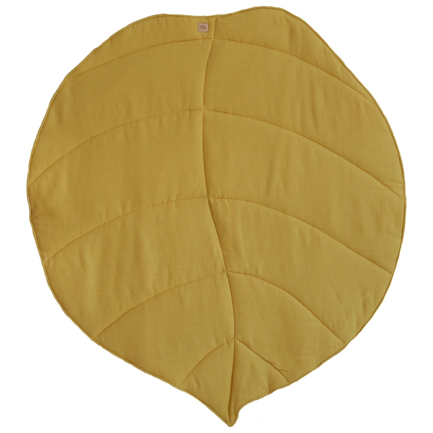 Moi Mili Hořčicově žlutá dětská hrací deka Leaf 120 x 110 cm Moi Mili