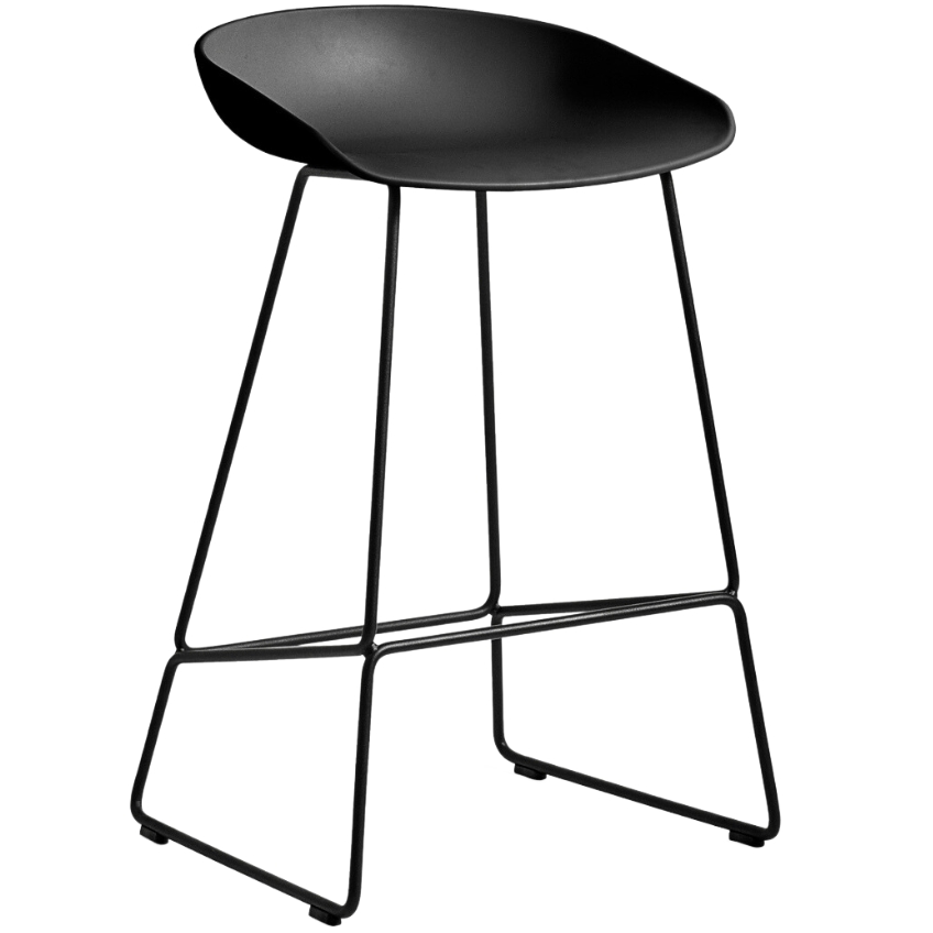 HAY Černá plastová barová židle AAS 38 s kovovou podnoží 64 cm HAY