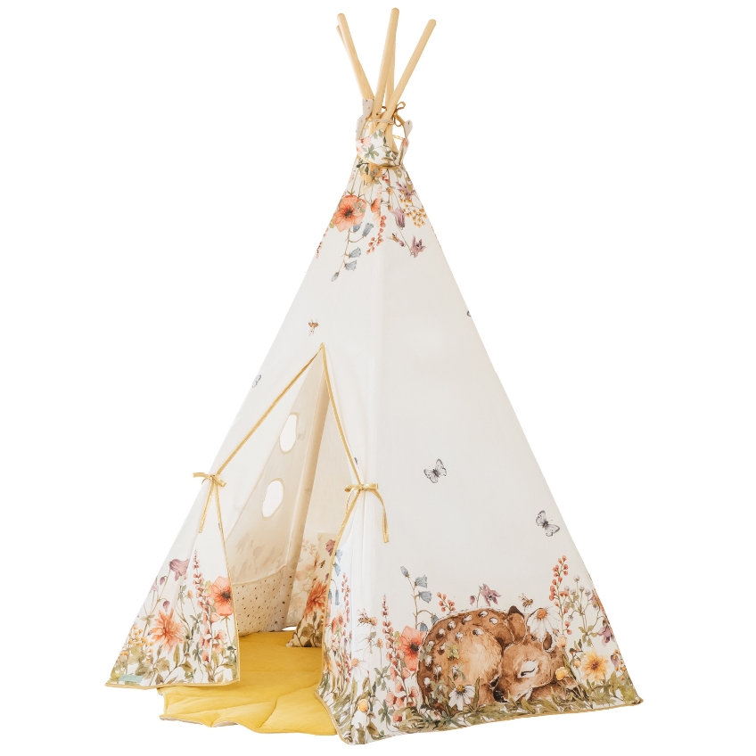 Moi Mili Barevný bavlněný teepee stan Wildflowers 170 x 130 cm Moi Mili