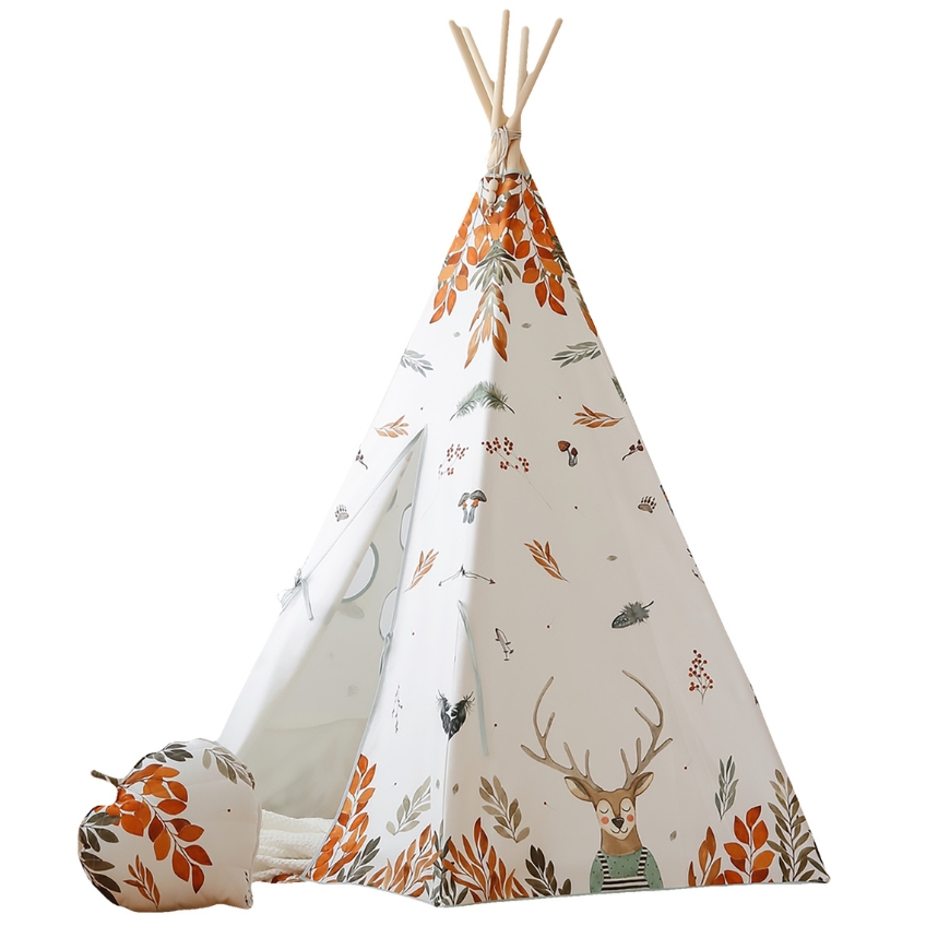 Moi Mili Barevný bavlněný teepee stan Forest friends 170 x 130 cm Moi Mili