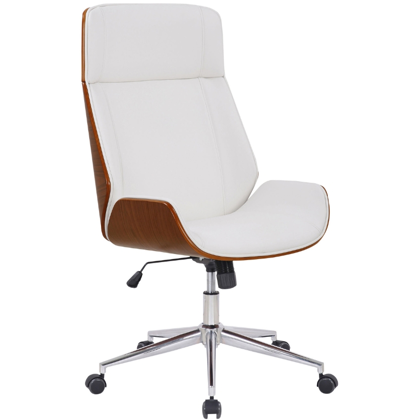 DMQ Bílá koženková ořechová kancelářská židle Colle DMQ