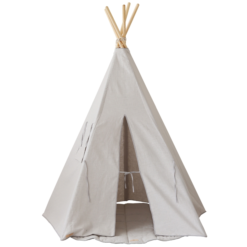 Moi Mili Šedý lněný teepee stan Apache 170 x 130 cm Moi Mili