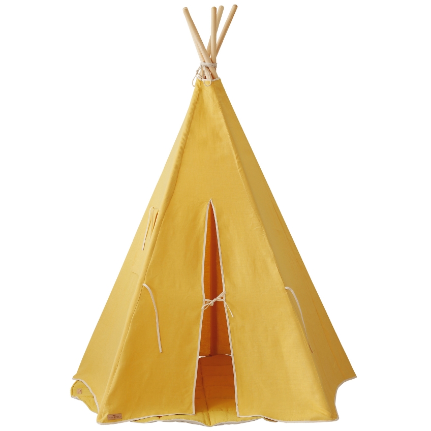 Moi Mili Žlutý lněný teepee stan Apache 170 x 130 cm Moi Mili