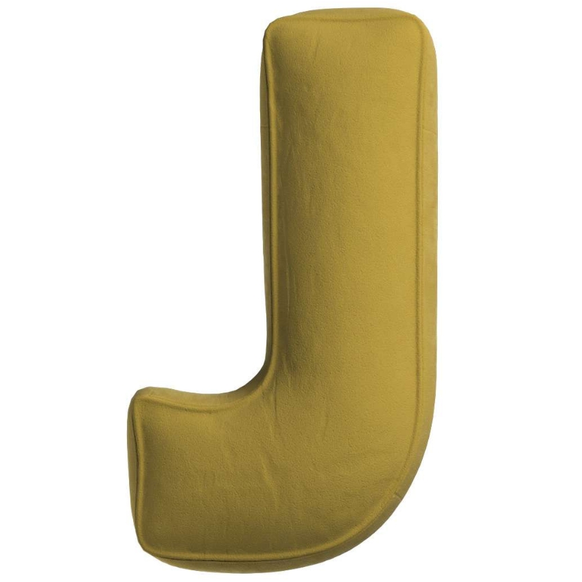 Yellow Tipi Olivově zelený sametový polštář písmeno J 40 cm Yellow Tipi