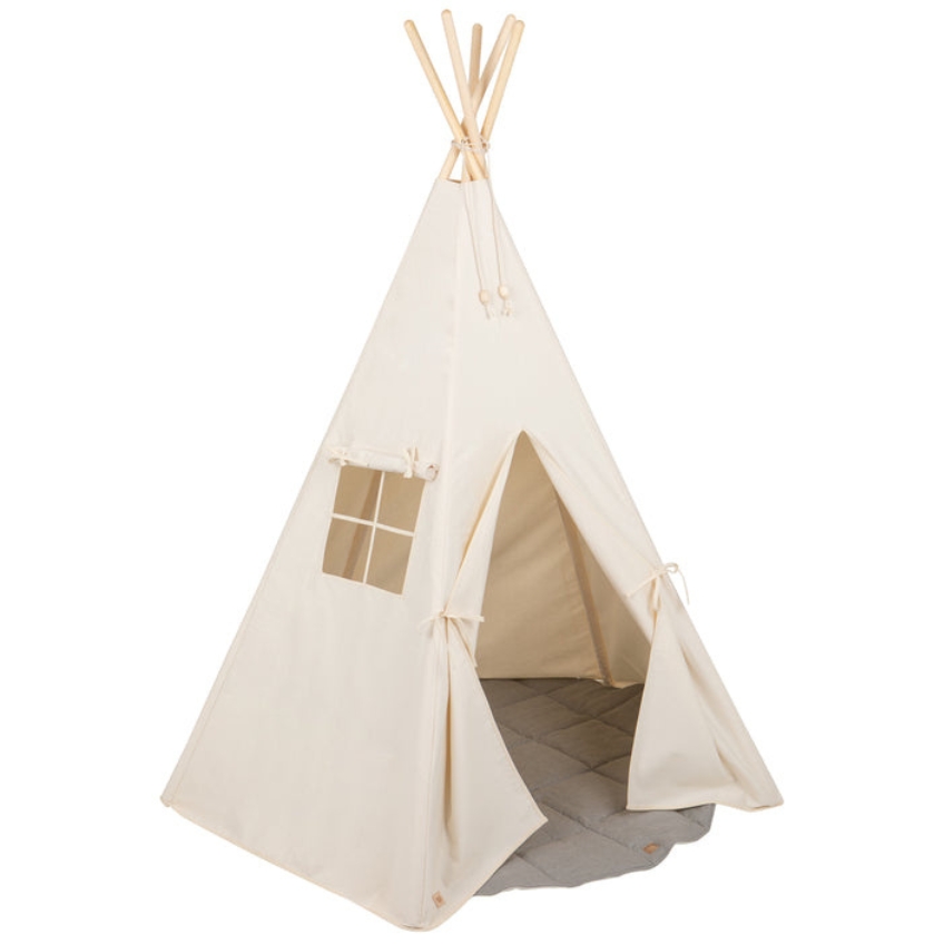 Moi Mili Béžový bavlněný teepee stan s podložkou Navajo 170 x 130 cm Moi Mili