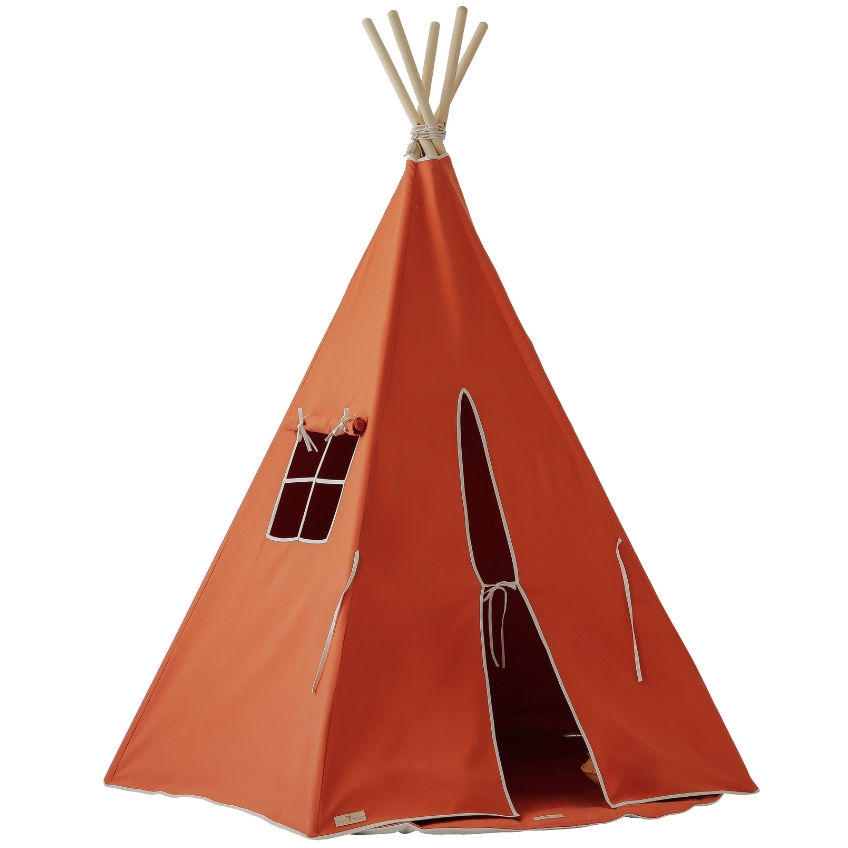 Moi Mili Tmavě oranžový bavlněný teepee stan s podložkou Navajo 170 x 130 cm Moi Mili