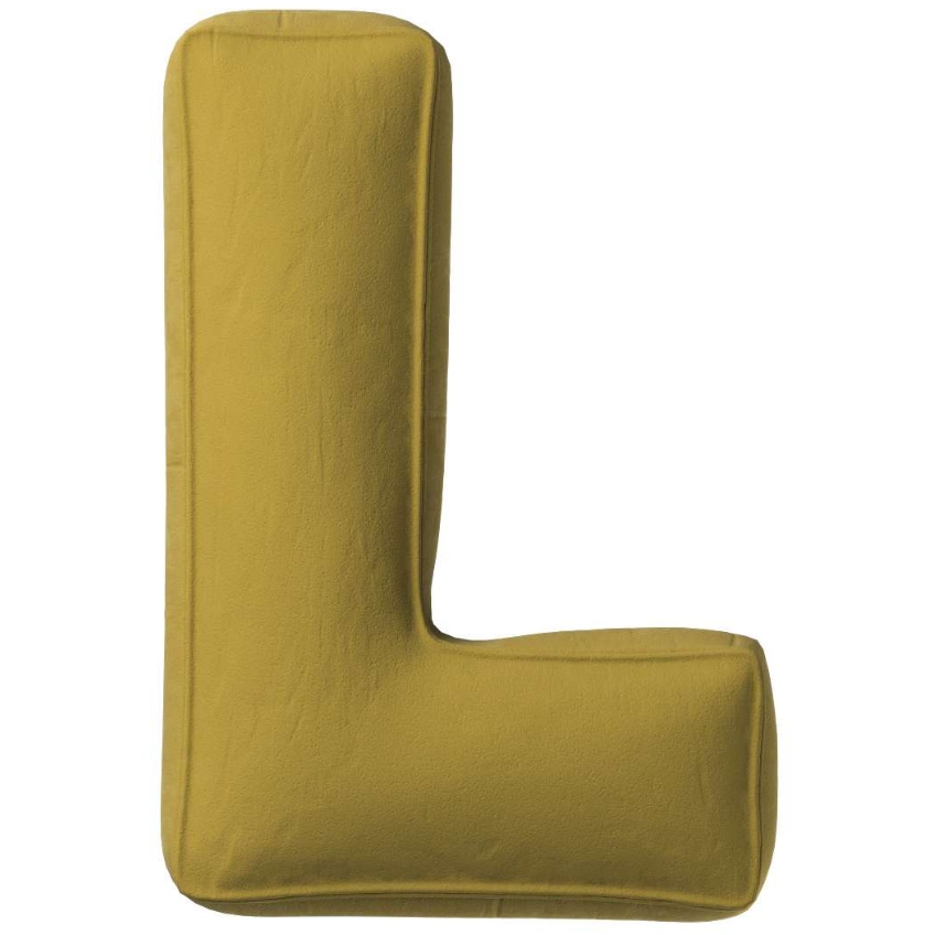 Yellow Tipi Olivově zelený sametový polštář písmeno L 40 cm Yellow Tipi