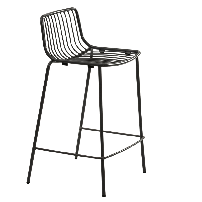 Pedrali Antracitově šedá kovová barová židle Nolita 3657 65 cm Pedrali