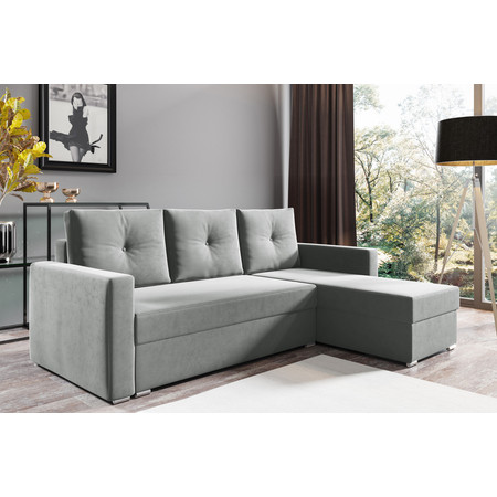 Rozkládací rohová sedací souprava 102 AIDEN Pravá Světle šedá