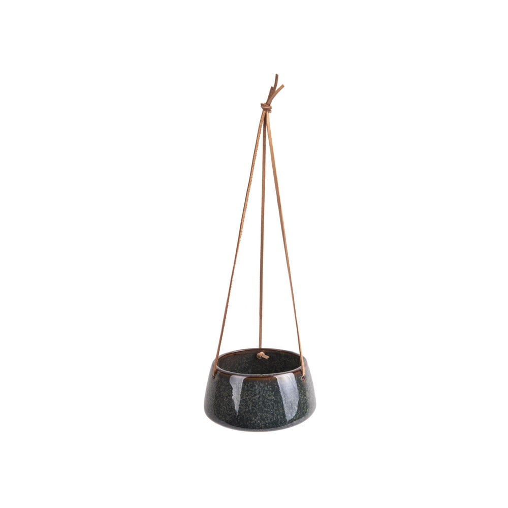 Tmavě zelený keramický závěsný květináč PT LIVING Unique