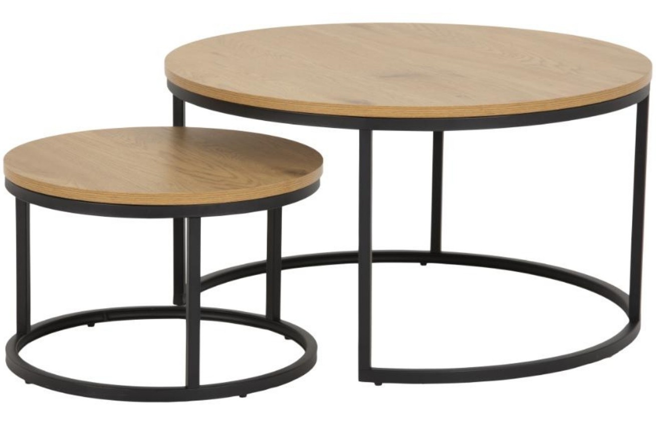 Scandi Set dvou přírodních lakovaných konferenčních stolků Sprut 80/50 cm Scandi