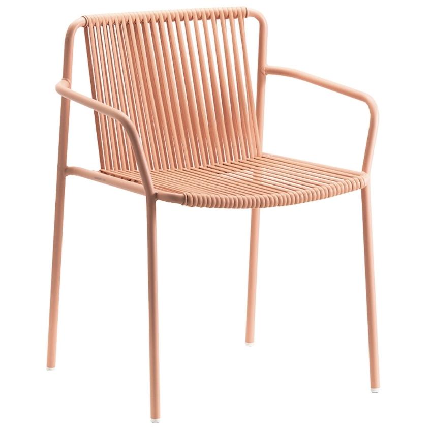Pedrali Růžová kovová zahradní židle Tribeca 3665 s područkami Pedrali