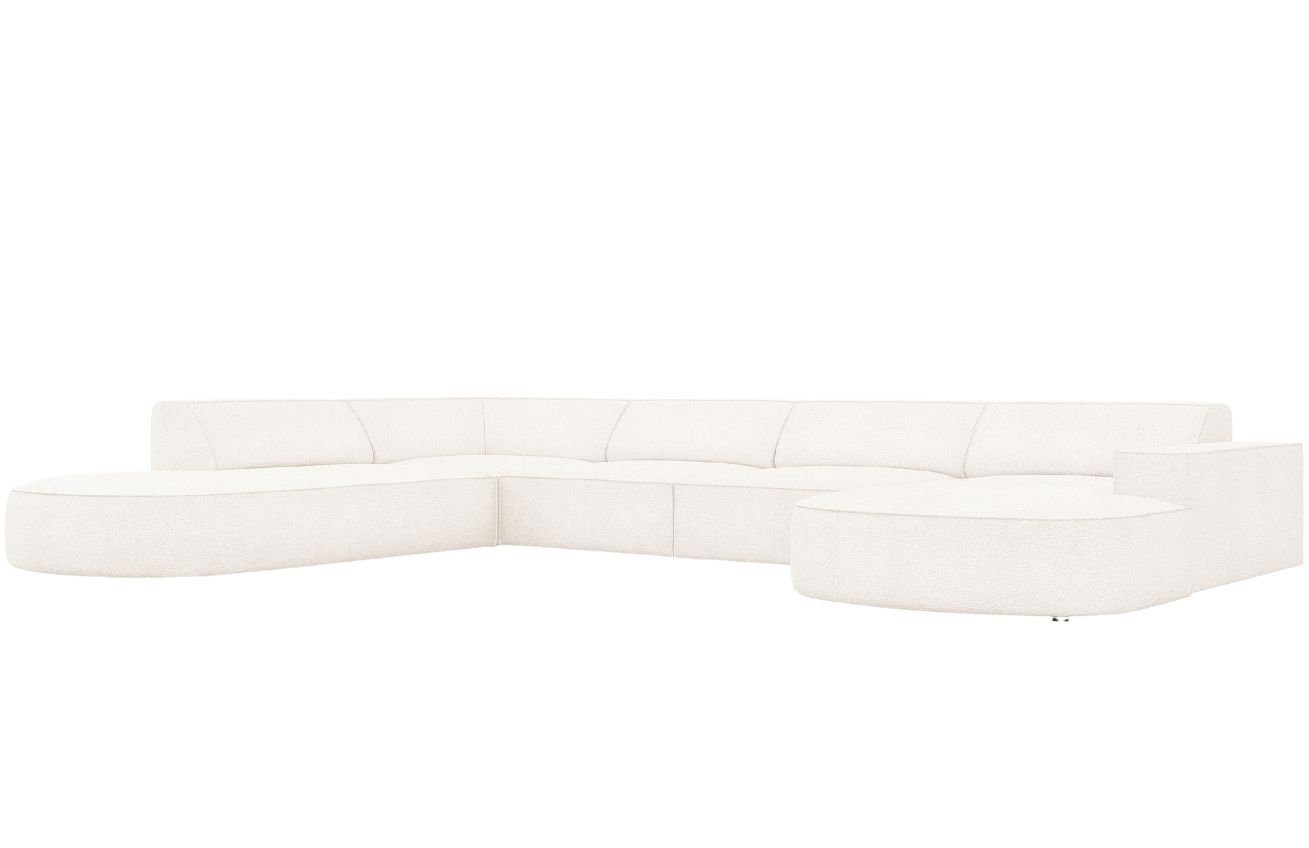 Béžová manšestrová šestimístná pohovka do "U" MICADONI Jodie 364 cm