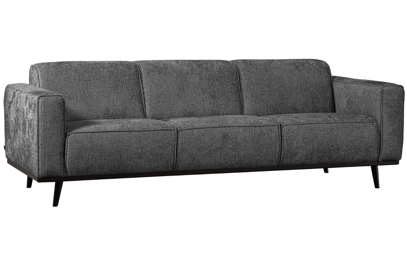 Hoorns Antracitově šedá sametová třímístná pohovka Twilight 230 cm Hoorns