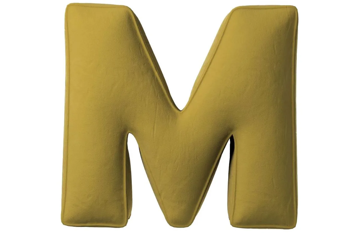Yellow Tipi sametový polštář písmeno M