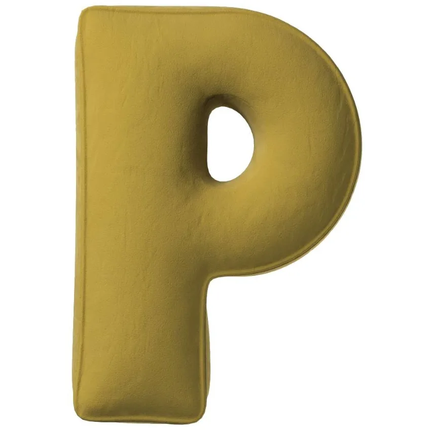 Yellow Tipi sametový polštář písmeno P