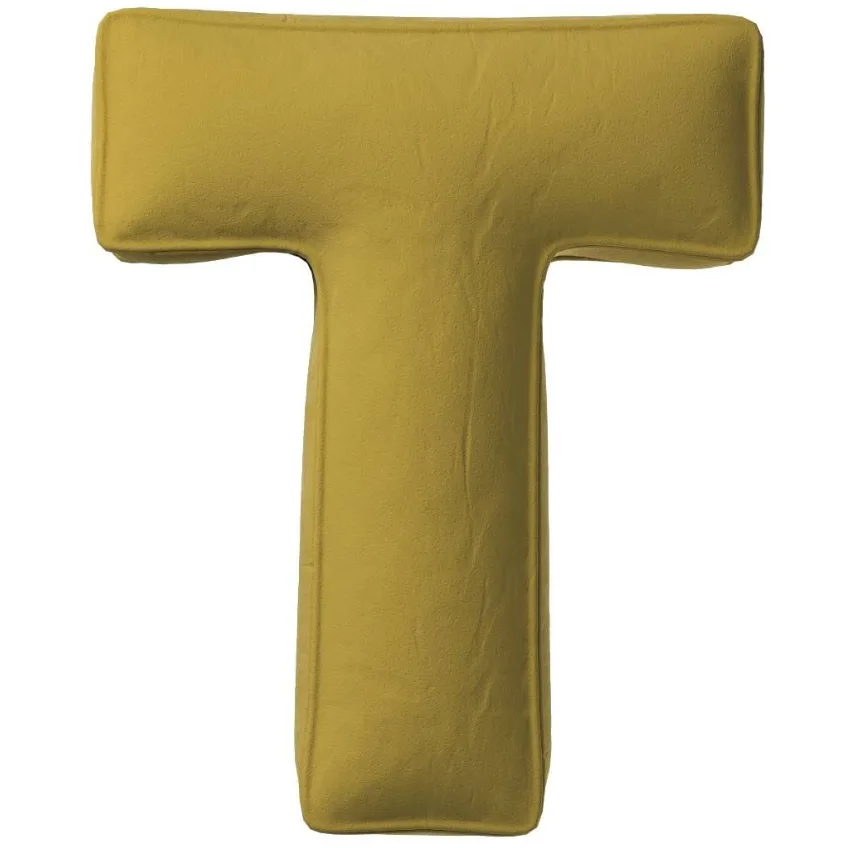 Yellow Tipi sametový polštář písmeno T