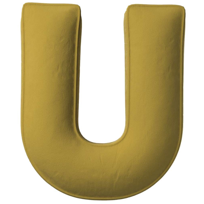 Yellow Tipi Olivově zelený sametový polštář písmeno U 40 cm Yellow Tipi