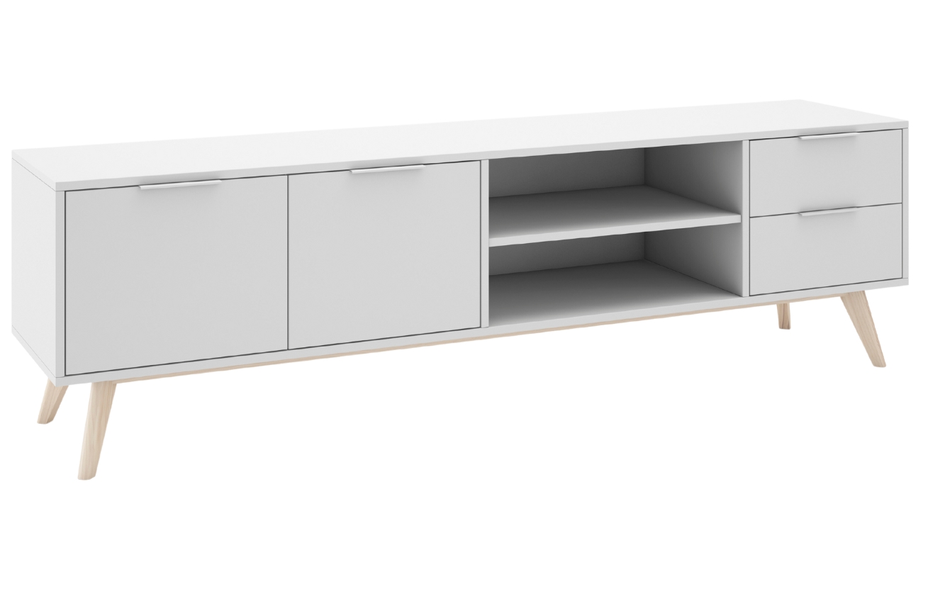 Bílý lakovaný TV stolek Marckeric Campus 180 x 40 cm Marckeric