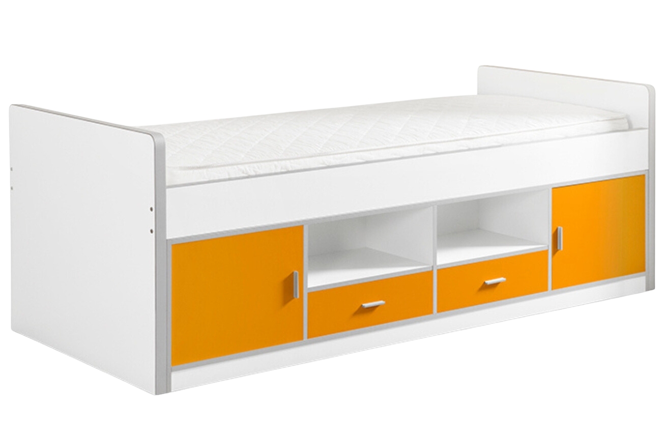 Oranžová postel se zásuvkami Vipack Bonny 90 x 200 cm Vipack