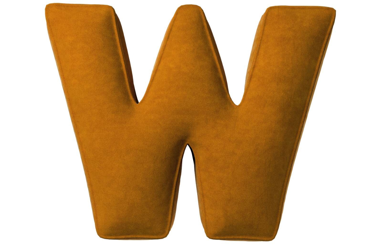 Yellow Tipi Cihlově oranžový sametový polštář písmeno W 40 cm Yellow Tipi