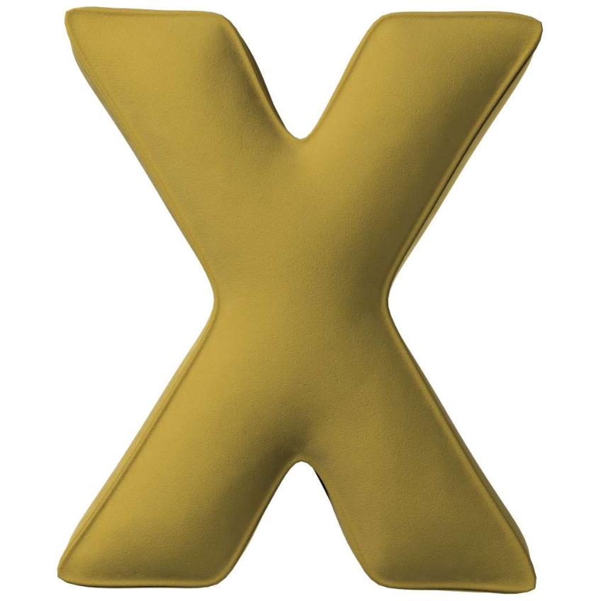 Yellow Tipi Olivově zelený sametový polštář písmeno X 40 cm Yellow Tipi