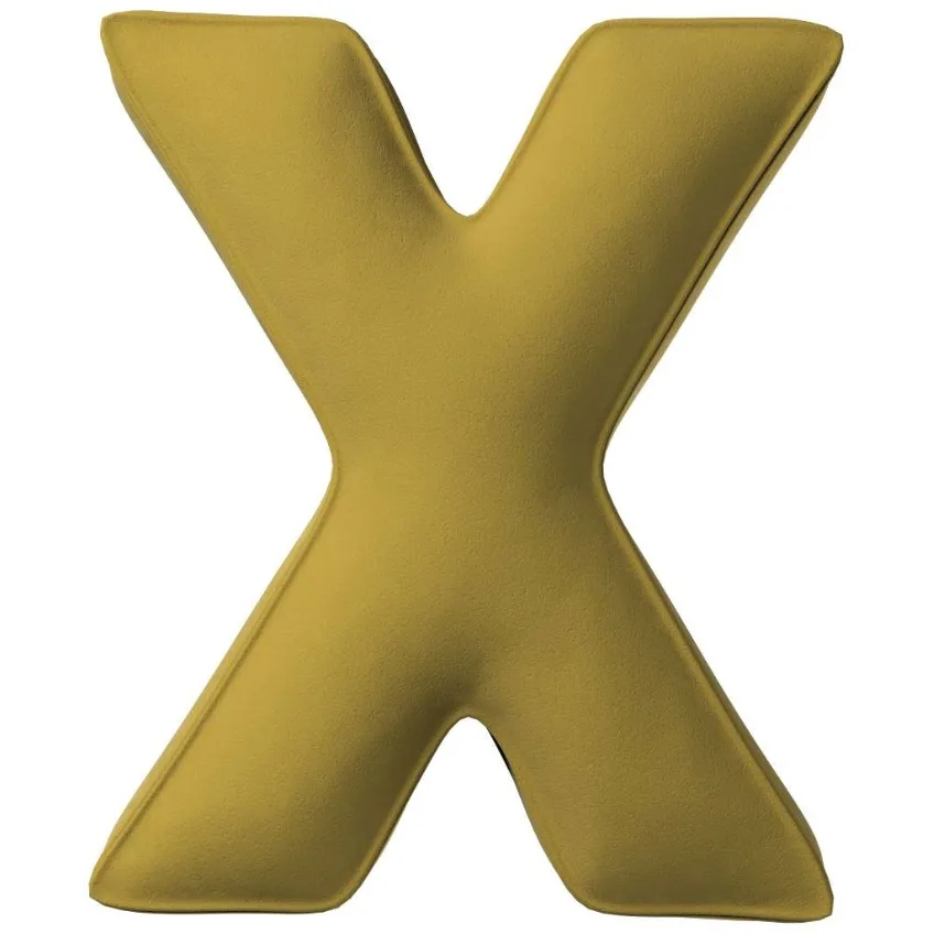 Yellow Tipi sametový polštář písmeno X