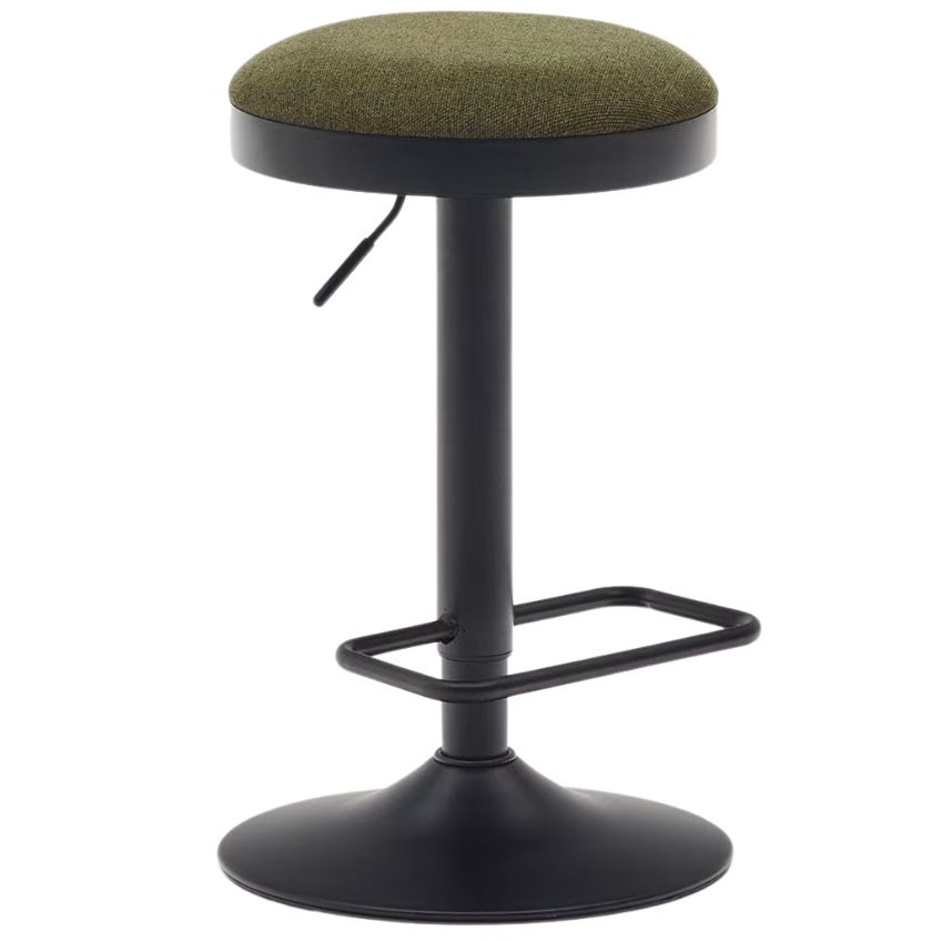 Tmavě zelená čalouněná barová židle Kave Home Zaib 58-80 cm Kave Home