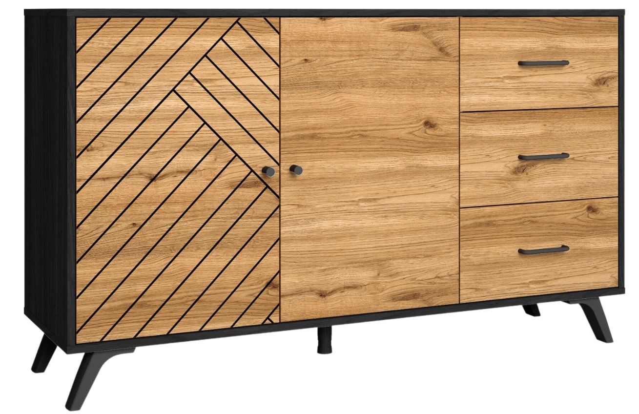 Černá dubová komoda Marckeric Zebra 136