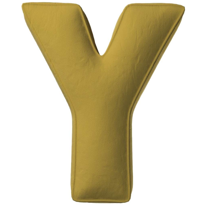 Yellow Tipi Olivově zelený sametový polštář písmeno Y 40 cm Yellow Tipi