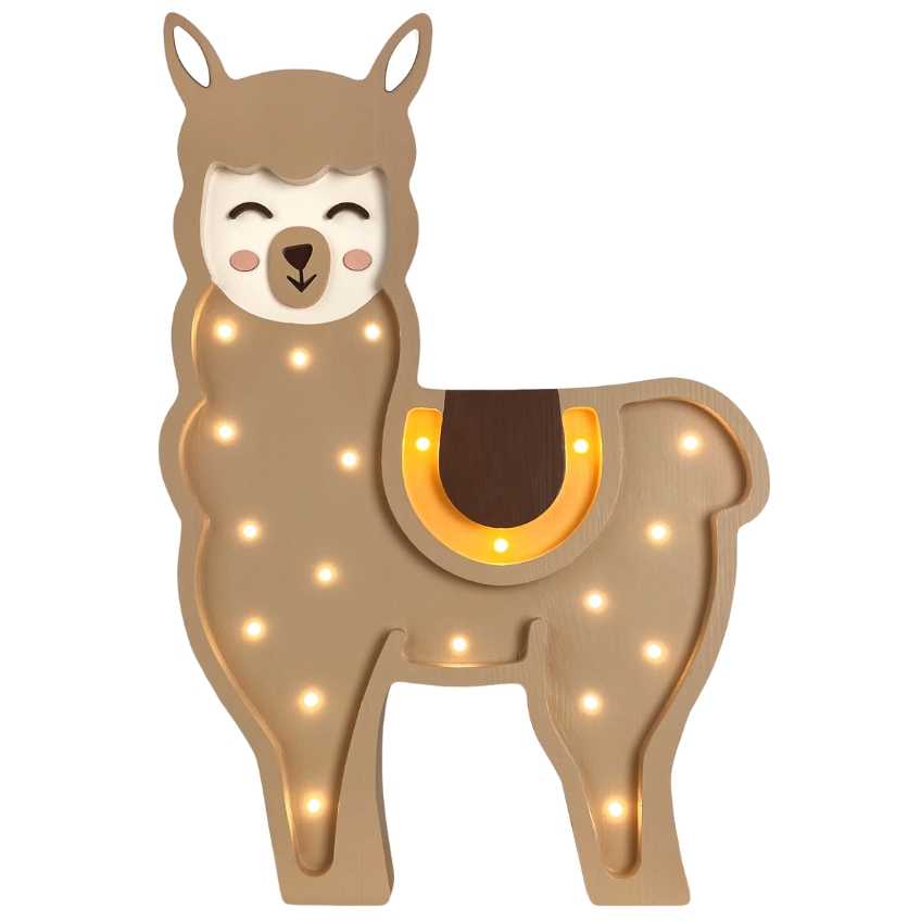 Peekaboo Béžová borovicová dětská LED lampa Lama 41