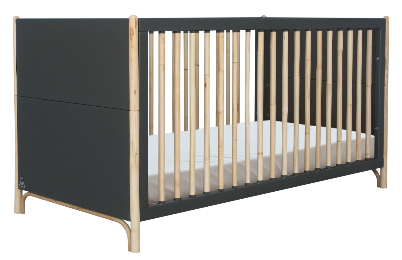 Théo Bébé Tmavě šedá lakovaná dětská postýlka Oceane 70 x 140 cm Théo Bébé