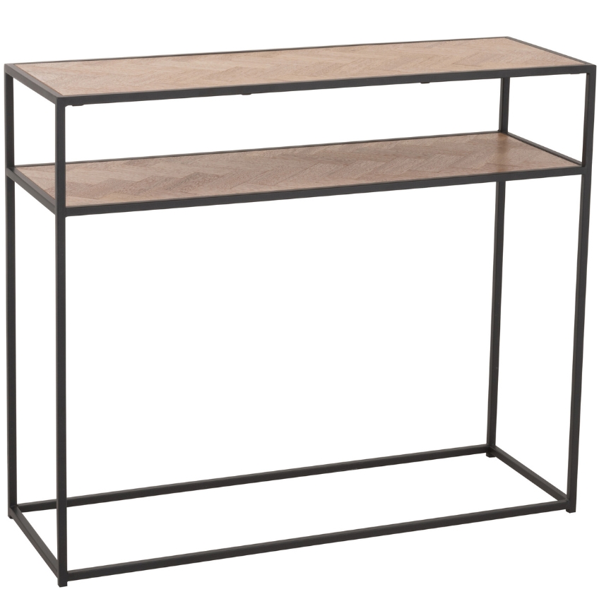 Dřevěný toaletní stolek J-line Zigtem 100 x 35 cm s černou konstrukcí J-line