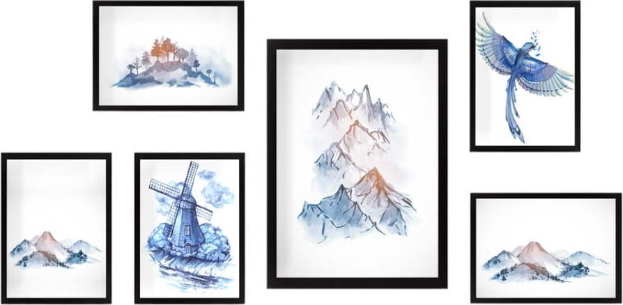 Obrazy v sadě 6 ks 24x44 cm Watercolor – Wallity Wallity